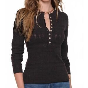 NEW HEARTLOOM daisy knit top in black pointelle